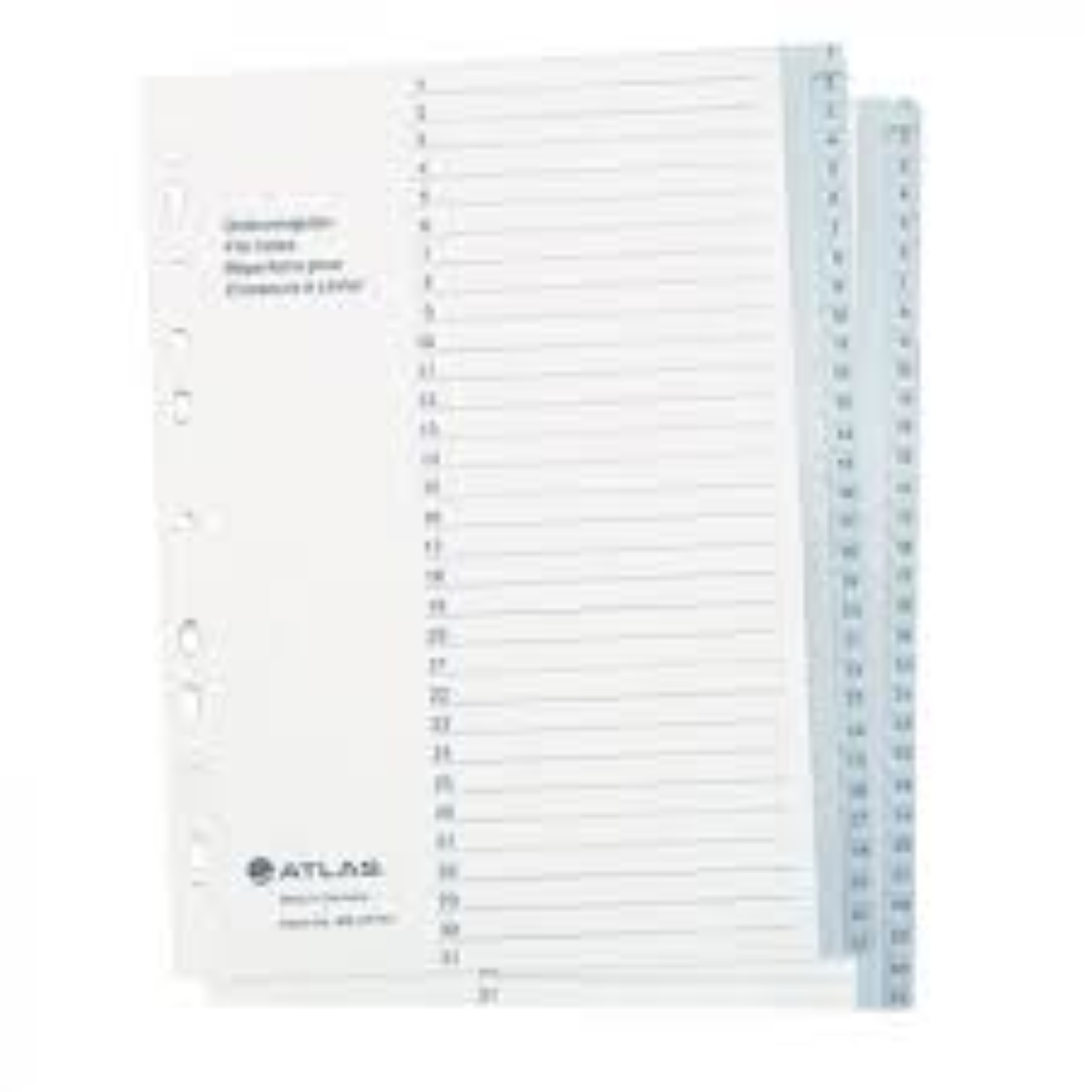Atlas Plastic Divider A4 1-31 Bx=10 AS-F29431